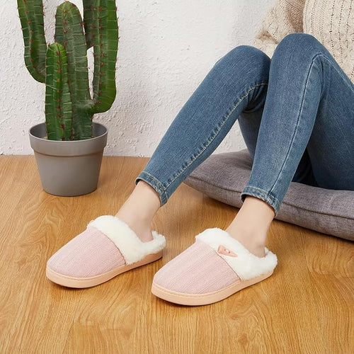 Women's Slip on Fuzzy Slippers Memory Foam House