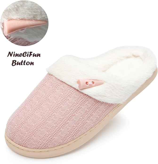 Close-up of the soft memory foam insole inside the plush slippers for women